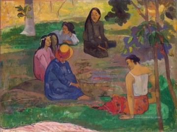 Les Parau Parau Conversation Beitrag Impressionismus Primitivismus Paul Gauguin Ölgemälde